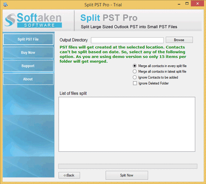 Split Large Size Outlook PST file