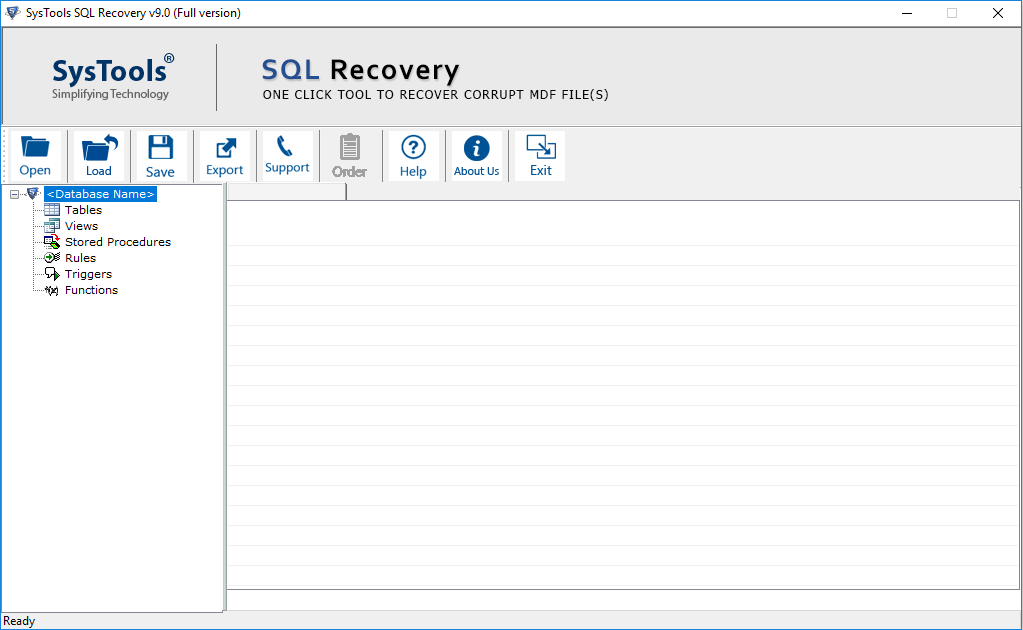 SQL Database Recovery Software - Home Screen