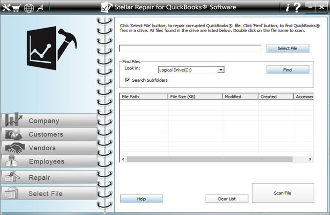 QuickBooks File Recovery Software - Home Screens