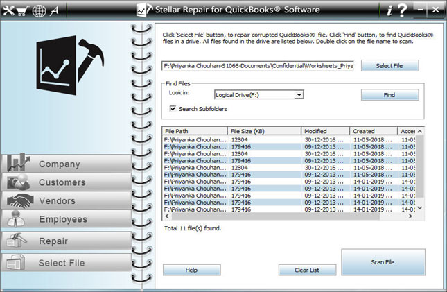 Select Corrupt or Damaged QuickBooks file for Repairing