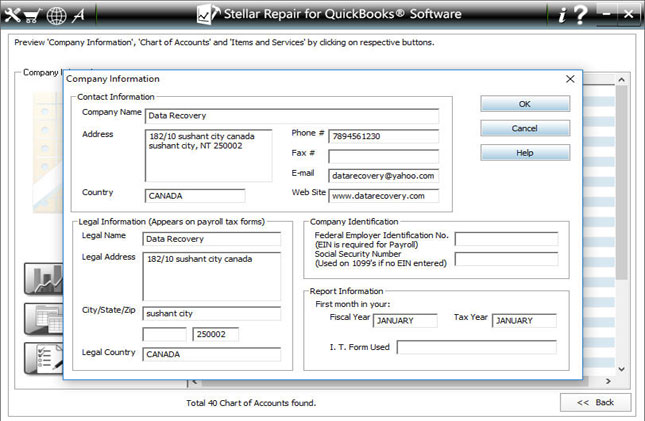 Show Preview of Recoverable QuickBooks data